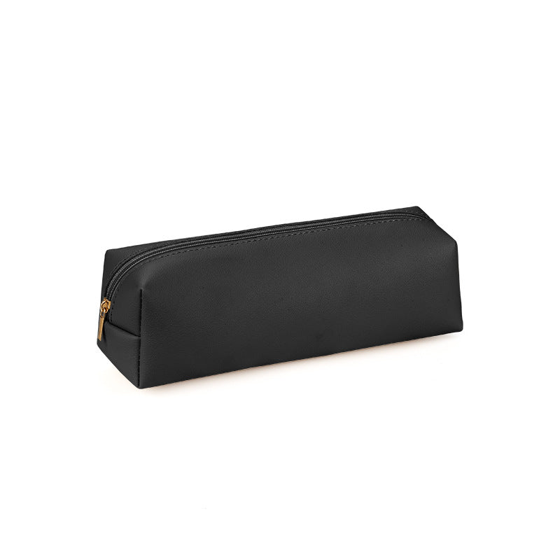 Black Faux Leather Zippered Pencil Case