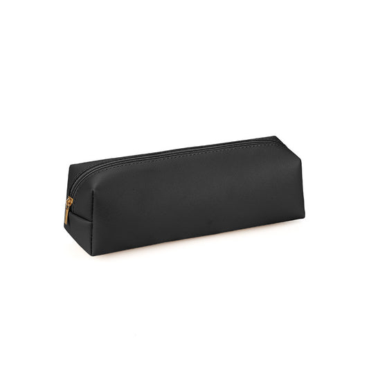 Black Faux Leather Zippered Pencil Case